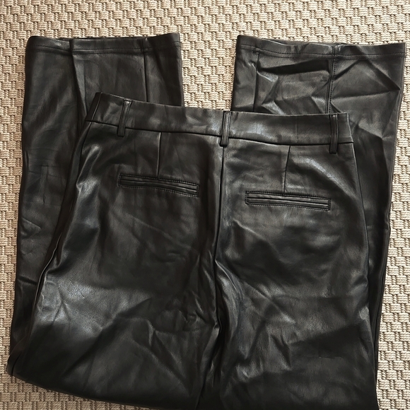Madewell Faux Leather Pant Cropped High Rise Straight Wide Leg - Picture 6 of 9